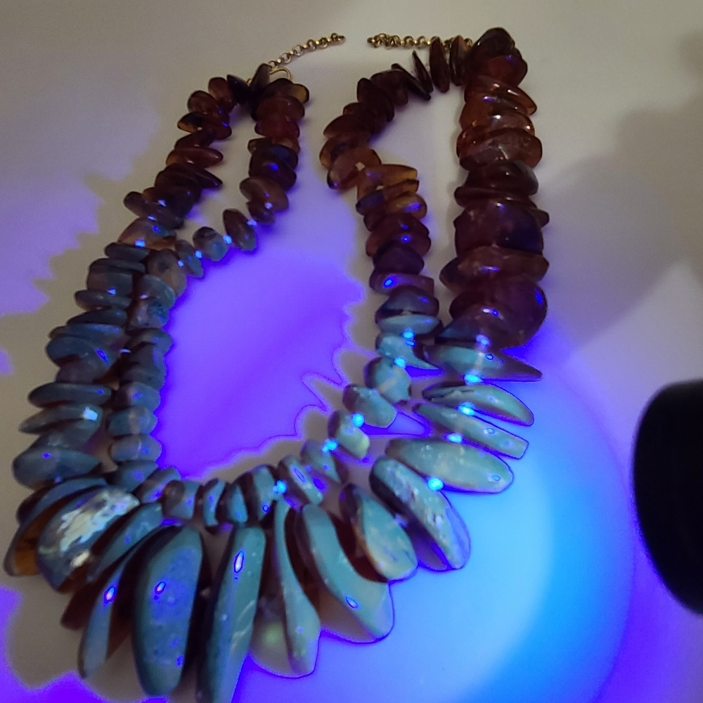 Vintage AMBER necklace Double Strand Chunky Estate 19.5" Baltic Honey - Picture 2 of 9